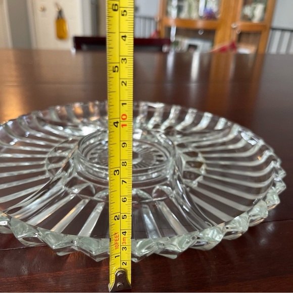 Vintage Indiana Glass 11 3/4" Round 5 Part Relish Lotus Blossom Clear. EUC - Picture 4 of 8